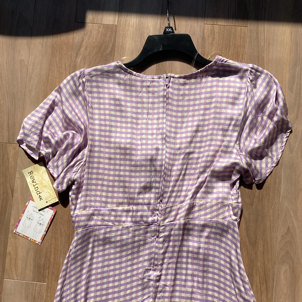 Rewind dress lilac check cinch string detail fit & flare dress XL jr - Picture 10 of 16